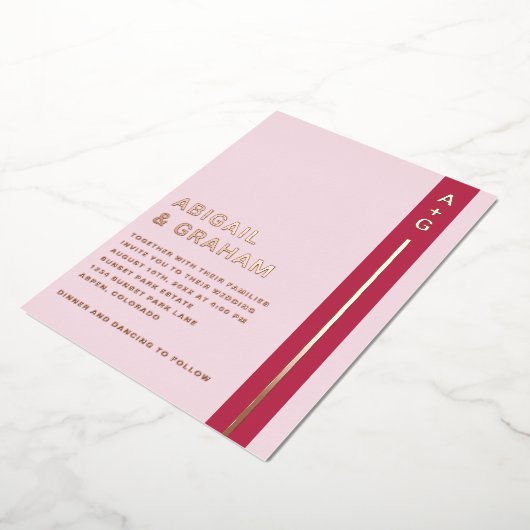 Modern Simple Wedding Folie Uitnodiging (Gedraaid)