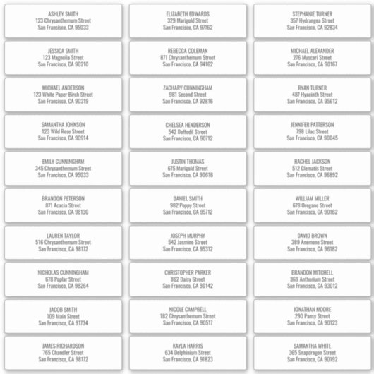 Modern + Simple Wedding Guest Names Adres Sticker (Voorkant)