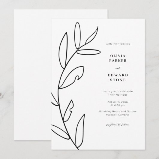 Modern Simple Wedding Invitation Kaart (Voorkant / Achterkant)