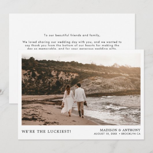 Modern Simple Wedding Photo Bedankkaart (Voorkant / Achterkant)