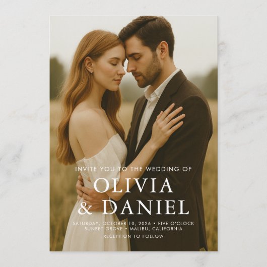 Modern Simple Wedding Photo  Kaart (Voorkant)