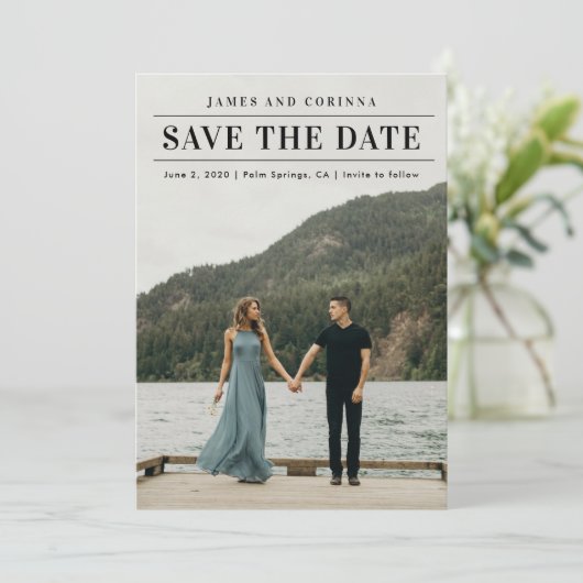Modern Simple Wedding Photo Save The Date (Staand voorkant)