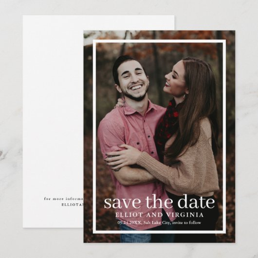 Modern Simple Wedding Photo Save The Date (Voorkant / Achterkant)
