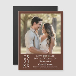 Modern Simple Wedding Save the Date Photo Brown Magnetische Uitnodiging