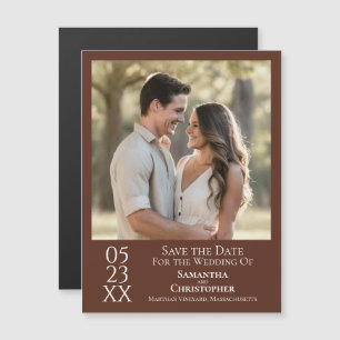 Modern Simple Wedding Save the Date Photo Brown Magnetische Uitnodiging