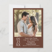 Modern Simple Wedding Save the Date Photo Brown Magnetische Uitnodiging (Voorkant)
