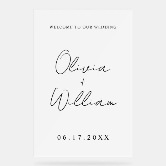 Modern Simple Wedding Welkom Acryl Bord (Voorkant)