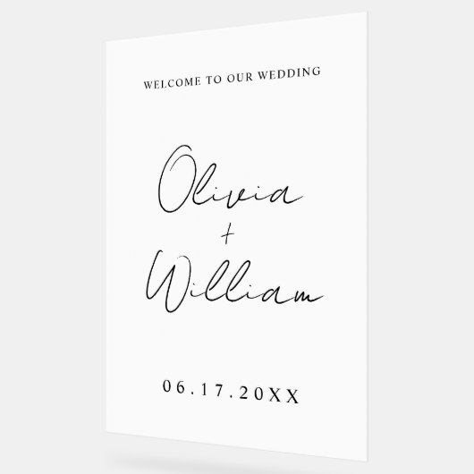 Modern Simple Wedding Welkom Acryl Bord (Hoek)