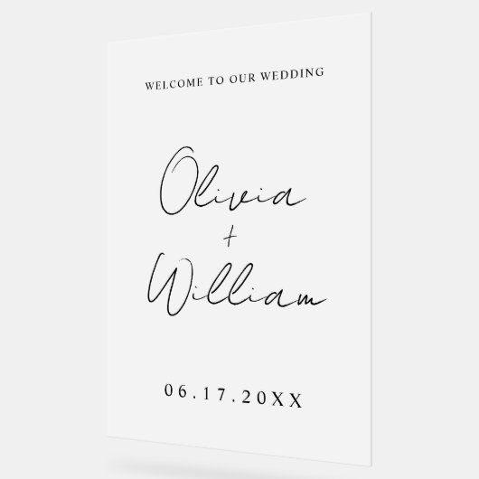 Modern Simple Wedding Welkom Acryl Bord (Hoek)