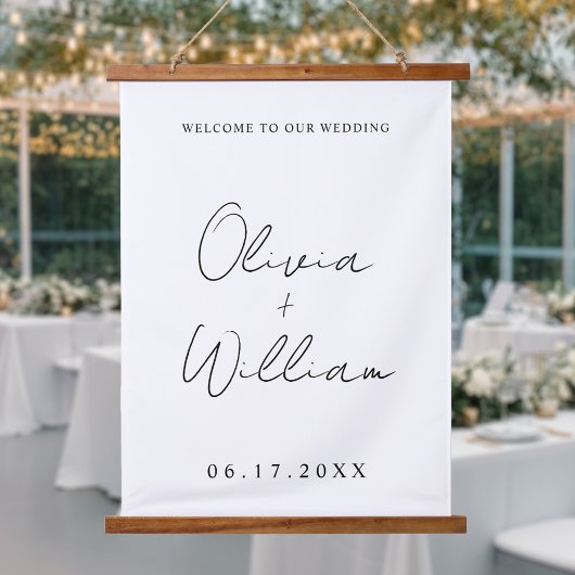 Modern Simple Wedding Welkom Hangend Wandkleed
