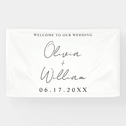 Modern Simple Wedding Welkom Spandoek (Horizontaal)