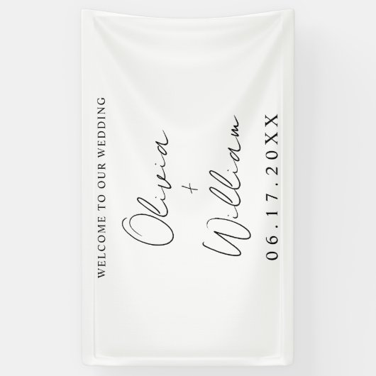 Modern Simple Wedding Welkom Spandoek (Verticaal)
