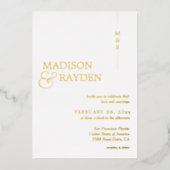 Modern Simple White Gold Monogram Photo Weddenscha Folie Uitnodiging (Voorkant)