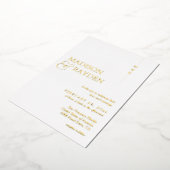 Modern Simple White Gold Monogram Photo Weddenscha Folie Uitnodiging (Gedraaid)