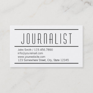 Modern Simple White Journalist Visitekaartje