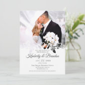 Modern Simple White Lijst Photo Wedding Kaart (Staand voorkant)