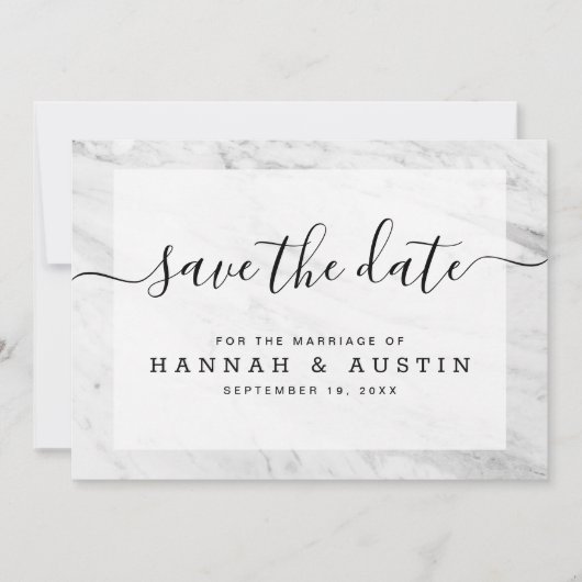 Modern Simple White Marble Elegant Wedding Save The Date (Voorkant)