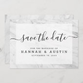 Modern Simple White Marble Elegant Wedding Save The Date (Voorkant / Achterkant)