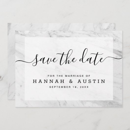Modern Simple White Marble Elegant Wedding Save The Date (Voorkant / Achterkant)
