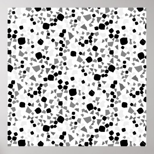 Modern Simple White Terrazzo Black Poster (Voorkant)