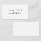 Modern Simple White Trendy Minimalist Plain Name Informatiekaartje (Voorkant / Achterkant)