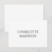 Modern Simple White Trendy Minimalist Plain Name RSVP Kaartje (Voorkant / Achterkant)