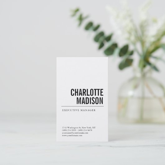 Modern Simple White Trendy Minimalist Plain  Visitekaartje (Staand voorkant)