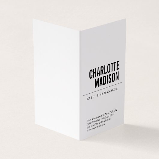 Modern Simple White Trendy Minimalist Plain  Visitekaartje (Buitenkant)