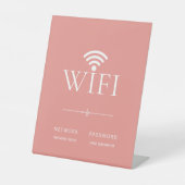 Modern Simple WiFi Network Password Sign Peach Reclamebord Met Voetstuk (Voorkant)