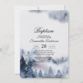 Modern Simple Winter Blue & White Forest Invitatio Kaart (Voorkant)