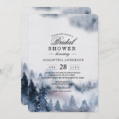 Modern Simple Winter Blue & White Forest Invitatio Kaart (Voorkant / Achterkant)