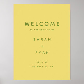 Modern Simplistic Lemon Yellow Wedding Welcome Poster