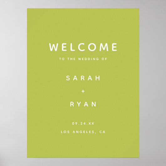 Modern Simplistic Lime Green Wedding Welcome Poster (Voorkant)