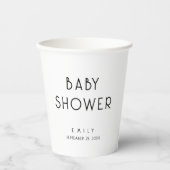 Modern Simply Text Zwart-wit Baby shower Papieren Bekers (Voorkant)