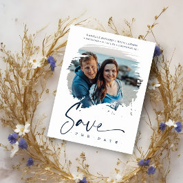 Modern Simulated Brushstroke Photo Engaged Couple