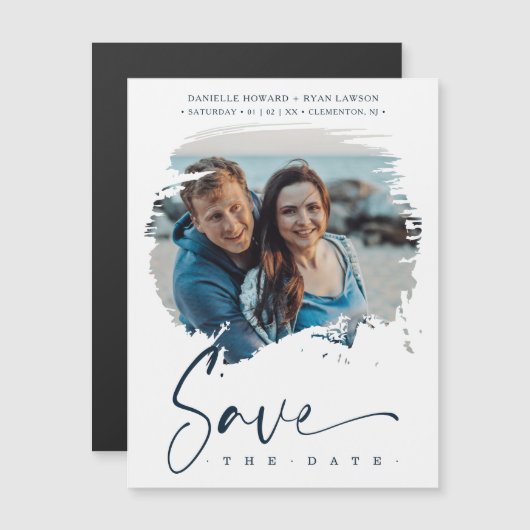 Modern Simulated Brushstroke Photo Engaged Couple (Voorkant / Achterkant)