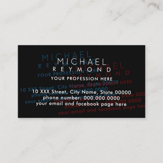Modern Simuleren Afdrukfouten I overdrukken Visitekaartje (Voorkant)