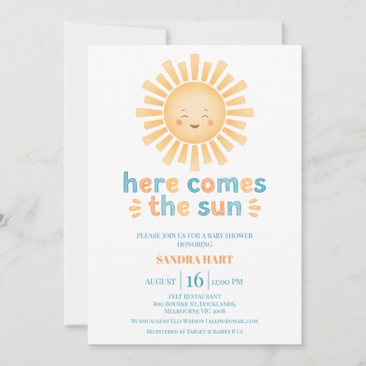 Modern Sinaasappel Blauwgroen hier komt het Son Ba Kaart (Voorkant)