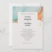 Modern Sinaasappel Blauwgroen Minimalistisch Goud  Kaart (Voorkant)