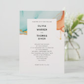 Modern Sinaasappel Blauwgroen Minimalistisch Goud  Kaart (Staand voorkant)