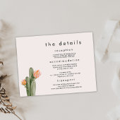 Modern Sinaasappel Bloemen Cactus Bruiloft Details Kaart