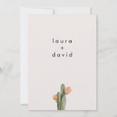 Modern Sinaasappel Bloemen Cactus Bruiloft Kaart (Achterkant)