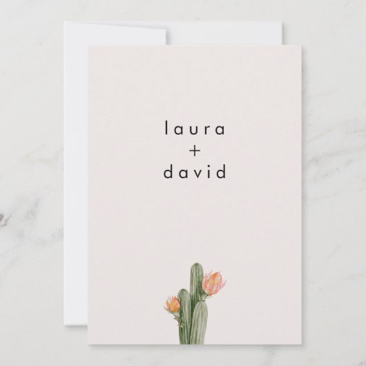 Modern Sinaasappel Bloemen Cactus Bruiloft Kaart (Achterkant)