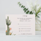 Modern Sinaasappel Bloemen Cactus Bruiloft RSVP Ka (Staand voorkant)
