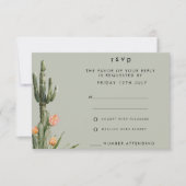 Modern Sinaasappel Bloemen Cactus Bruiloft RSVP Ka Kaart (Voorkant)