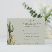 Modern Sinaasappel Bloemen Cactus Bruiloft RSVP Ka Kaart (Staand voorkant)
