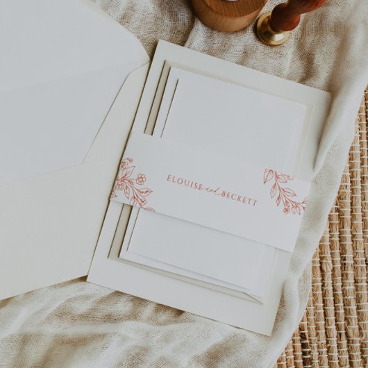 Modern Sinaasappel Bloemen Huwelijk Nodig Belly Ba Uitnodigingen Wikkel