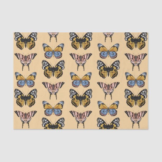 Modern Sinaasappel Boho vlinder bloemmotief Tissuepapier (Voorkant)