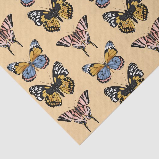 Modern Sinaasappel Boho vlinder bloemmotief Tissuepapier (Detail)