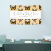 Modern Sinaasappel Boho Vlinder Meisje Baby shower Spandoek (Beurs)